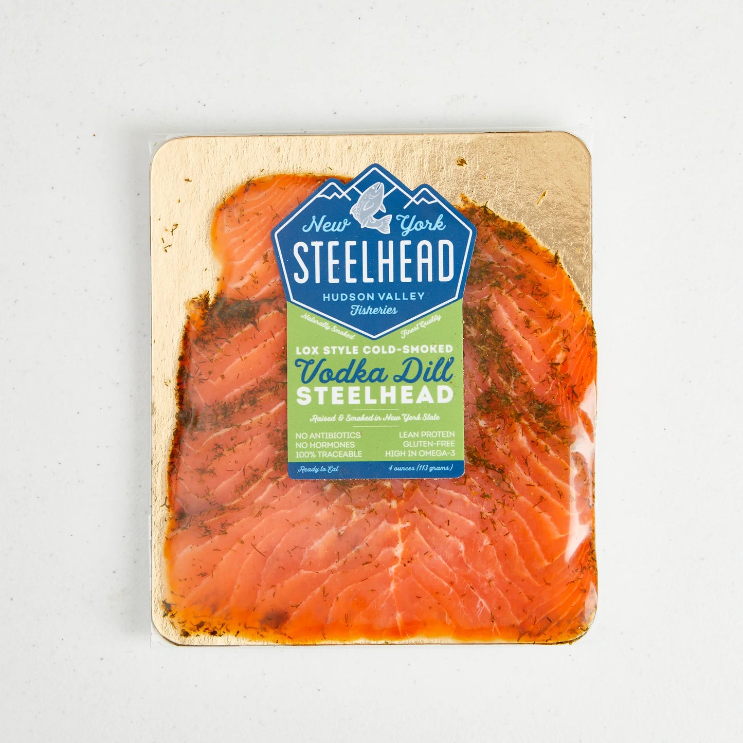 Trout, Steelhead, Fillets, Farmed, RAS, Cold-Smoked, "Lox", Vodka-Dill, 12 x 4 oz case