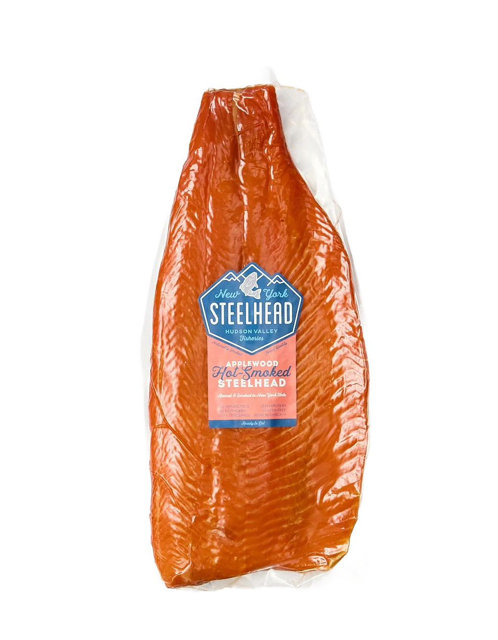 Trout, Steelhead, Fillets, Farmed, RAS, Hot-Smoked, Large, 0.8+ lbs avg, 10 lbs case
