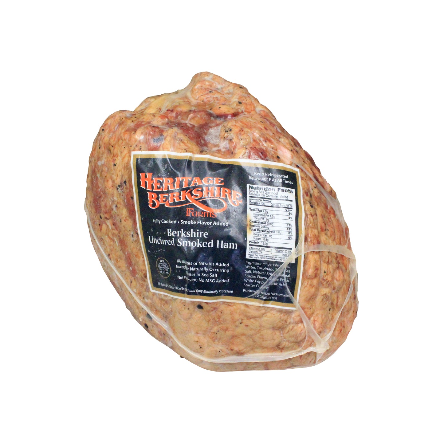 Pork, American Kurobuta, Half Ham, Smoked, Uncured, B/I, Frozen, 2 Ct, Avg 8# Each