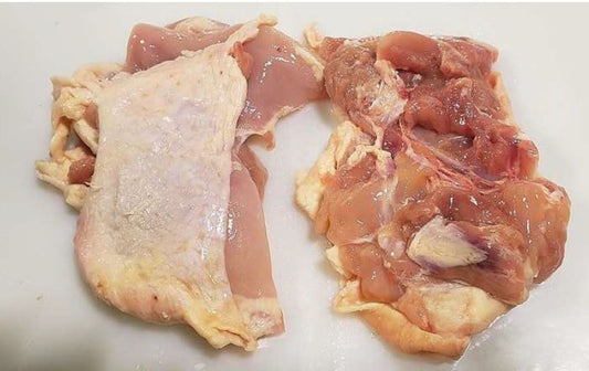 Chicken, Thigh, Naked, Bnls, Skin-On, Unszd, 1 x 20# Cs, Frozen
