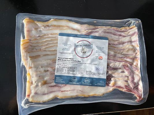 Bacon, Lamb, uncured, 10 x 12 oz case, frozen