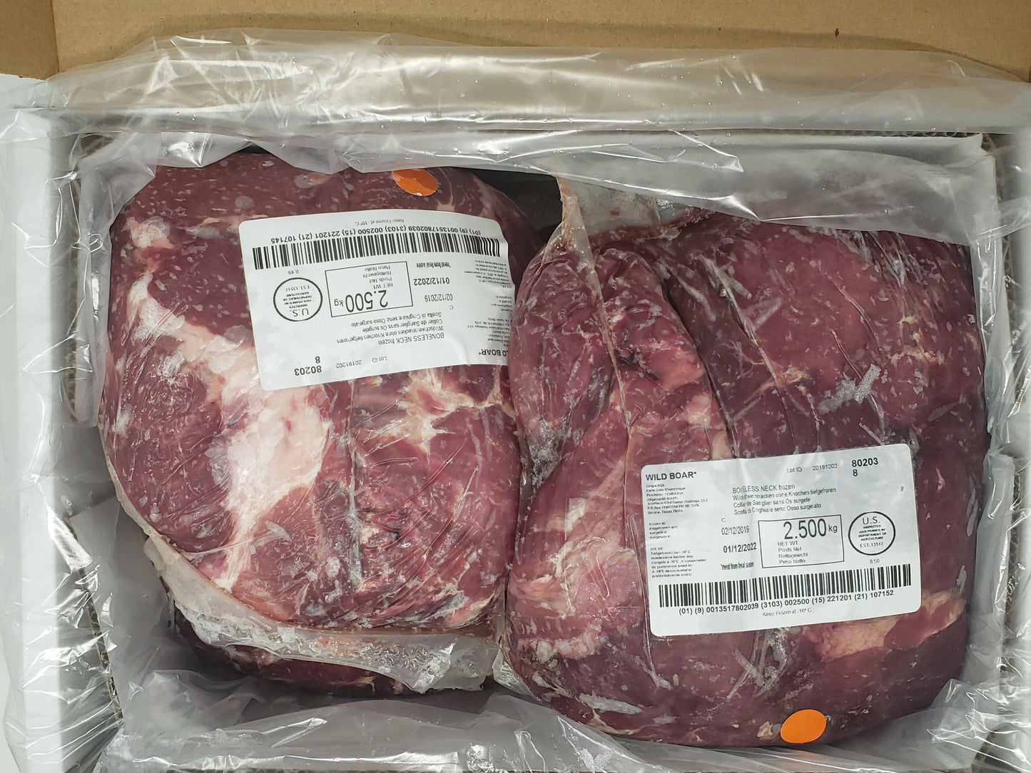 Wild Boar, Neck Meat, Boneless, Avg 22 Lbs Case, Frozen